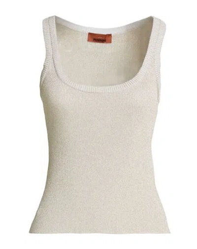 Missoni Woman Tank Top Beige Size 4 Viscose, Metallic Fiber