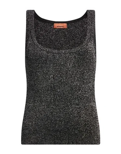 Missoni Woman Tank Top Black Size 2 Viscose, Metallic Fiber