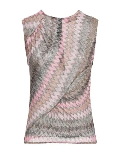 MISSONI MISSONI WOMAN TOP ANTIQUE ROSE SIZE 8 VISCOSE, METALLIC FIBER, POLYAMIDE