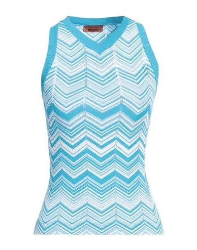 Missoni Woman Top Azure Size 6 Viscose, Polyester In Blue