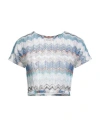 Missoni Woman Top Azure Size 8 Viscose, Metallic Fiber, Polyamide