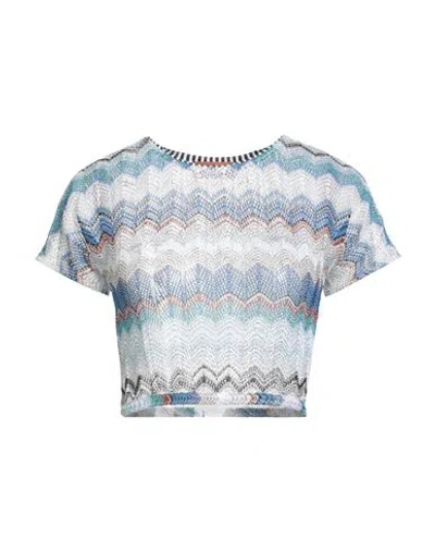 Missoni Woman Top Azure Size 8 Viscose, Metallic Fiber, Polyamide In Blue