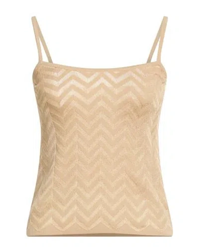 Missoni Woman Top Beige Size 10 Cotton, Viscose, Elastane, Polyamide In Brown