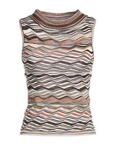 Missoni Woman Top Beige Size 10 Viscose, Wool, Polyamide, Elastane In Multi