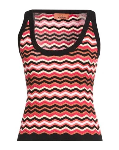Missoni Woman Top Black Size 10 Cotton, Viscose In Red