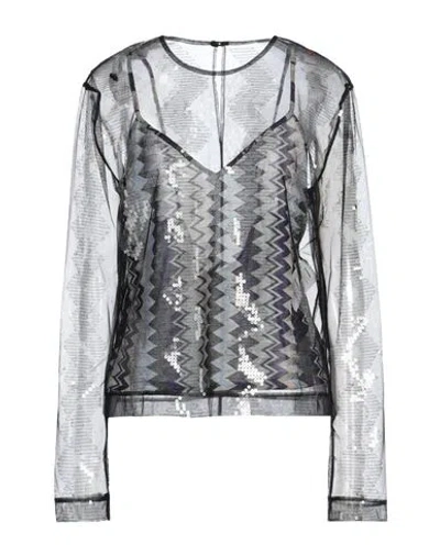 Missoni Woman Top Black Size 12 Viscose, Polyamide, Metallic Fiber