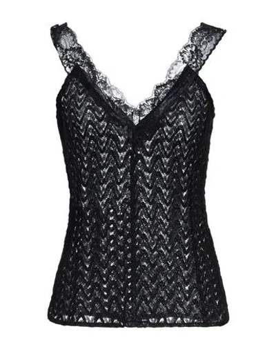 Missoni Woman Top Black Size 8 Wool, Viscose, Polyamide