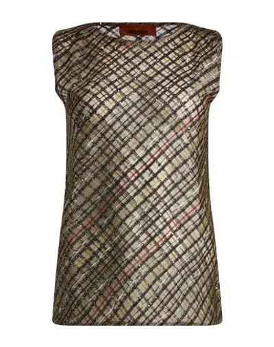 Missoni Woman Top Military Green Size 2 Viscose, Polyamide, Polyester, Metallic Fiber In Brown
