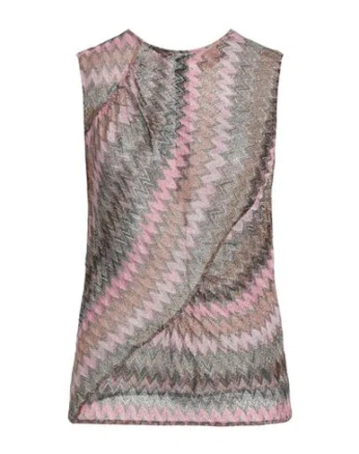 MISSONI MISSONI WOMAN TOP PINK SIZE 10 VISCOSE, METALLIC FIBER, POLYAMIDE