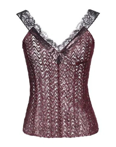 Missoni Woman Top Burgundy Size 6 Wool, Viscose, Polyamide In Transparent