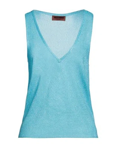 Missoni Woman Top Turquoise Size 4 Viscose, Polyester, Polyamide In Blue