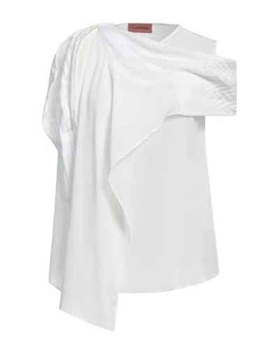 Missoni Woman Top White Size 6 Silk, Cotton, Viscose