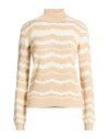 Missoni Woman Turtleneck Beige Size Xl Viscose, Wool, Polyester In Neutral