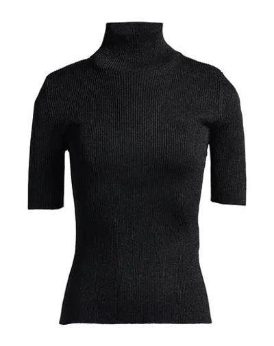Missoni Woman Turtleneck Black Size 10 Viscose, Metallic Fiber