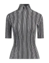 Missoni Sequin Stripe Turtleneck Short Sleeve Sweater In Black