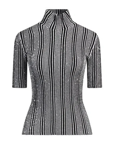 MISSONI MISSONI WOMAN TURTLENECK BLACK SIZE 8 VISCOSE, POLYESTER, POLYAMIDE