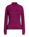 Missoni Woman Turtleneck Mauve Size 8 Wool, Viscose In Purple