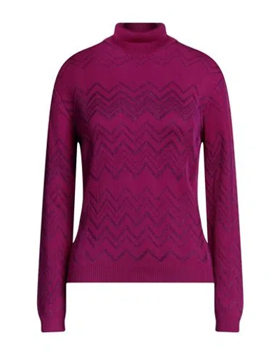 Missoni Woman Turtleneck Mauve Size 8 Wool, Viscose In Purple