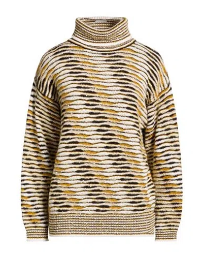 Missoni Woman Turtleneck Yellow Size 6 Synthetic Fibers, Cotton, Mohair Wool, Alpaca Wool, Wool
