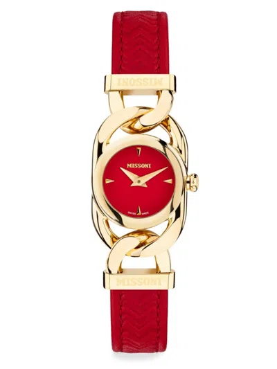 Missoni Women's 22.8mm Stainless Steel & Leather Strap Watch In Red
