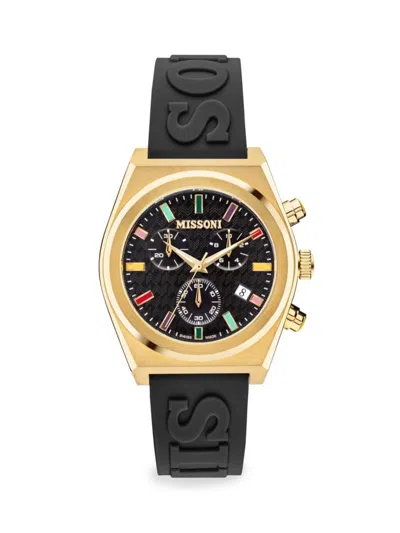 Missoni Women's 331 Active 38mm Up Goldtone Stainless Steel & Silicone Strap Watch In Black
