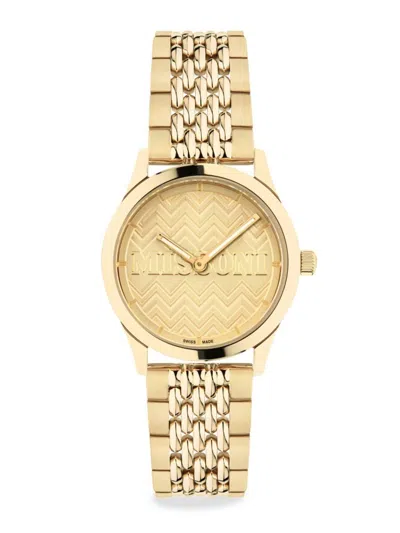 Missoni Women's 34mm Zigzag Ip Goldtone Stainless Steel Bracelet Watch In Sapphire