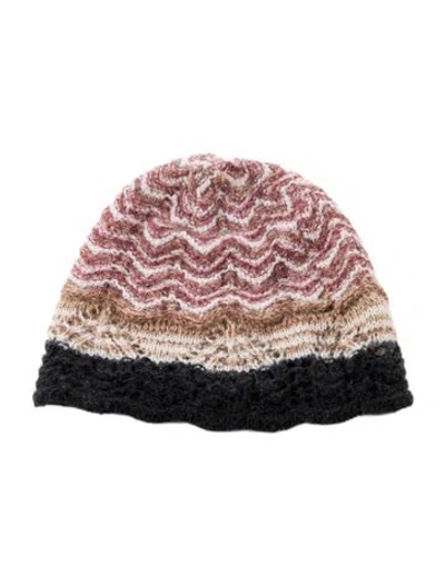 Pre-owned Missoni Women's Acrylic Beanie In Pink