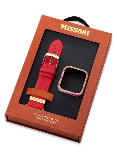 Missoni Women's Apple Watch Zigzag Cover & Leather Watch Strap/41mm In Red