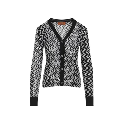 Missoni Buttoned Wool Cardigan Zigzag Stripes In Multi