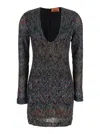 Missoni Fitted Mini Dress With Multicolored Zigzag In Black