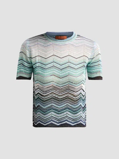Missoni Women's Chevron Crewneck Knit Top In Blue