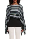 Missoni Women's Chevron Fringe Wool-blend Poncho In Black