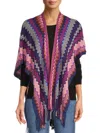 Missoni Women's Chevron Fringe Wool-blend Ruana In Brown