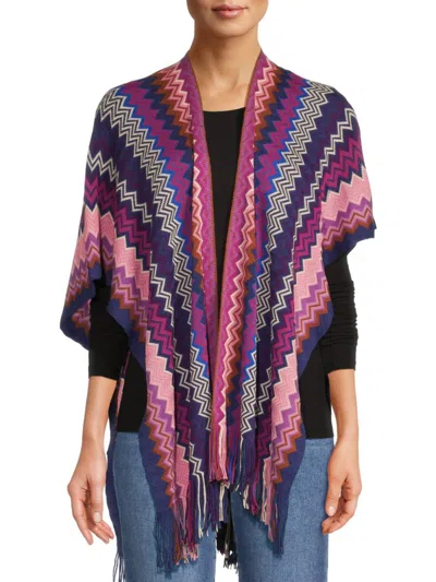 Missoni Women's Chevron Fringe Wool-blend Ruana In Neutral