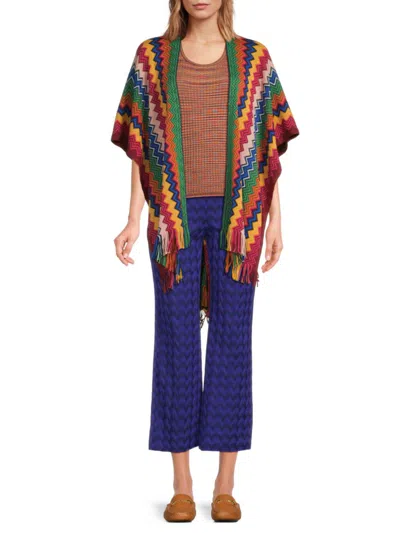 Missoni Women's Chevron Fringe Wool-blend Ruana In Neutral