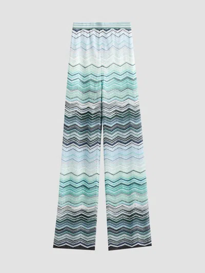 Missoni Women's Chevron Knit Trousers In Turquoise Tones