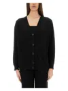 Missoni Oversized V-neck Chevron Pattern Cardigan In Black