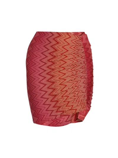 Missoni Women's Chevron Stretch Ruched Miniskirt In Red