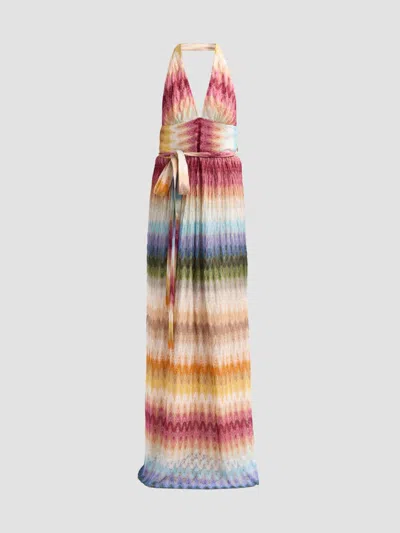 Missoni Women's Chevron Stripe Halter Neck Maxi Dress In Multi