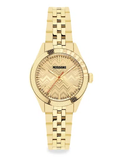 Missoni Women's Swiss Classic Gold Ion Plated Bracelet Watch 34mm In Ip Yellow Gold