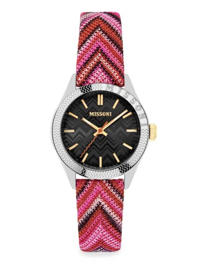 Missoni Women's Classic 34mm Stainless Steel & Fabric Strap Watch In Black