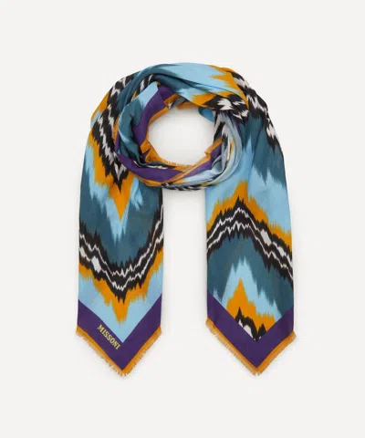Missoni Cotton-blend Stole Print Scarf In Blue