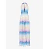 Missoni Zig Zag Halterneck Jumpsuit In Degrade Blue Shades