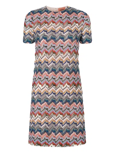 Missoni Short Dress With Half Sleeves In Embroidered Lace In Multi
