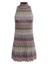 Missoni High-neck Sleeveless Zig-zag Patterned Dress In Multicolour