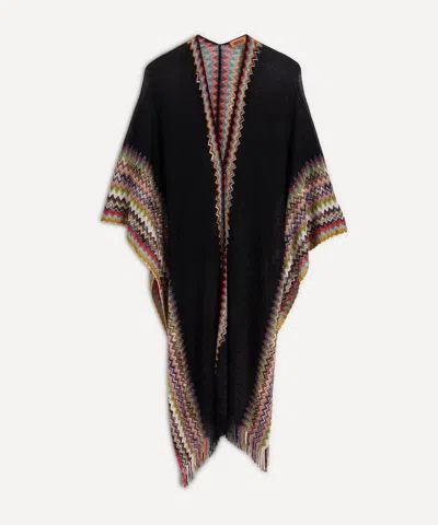 Missoni Fringed Crochet Cape In Black