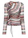 Missoni Gathered Cutout Crochet-knit Cotton-blend Top In Multicolour
