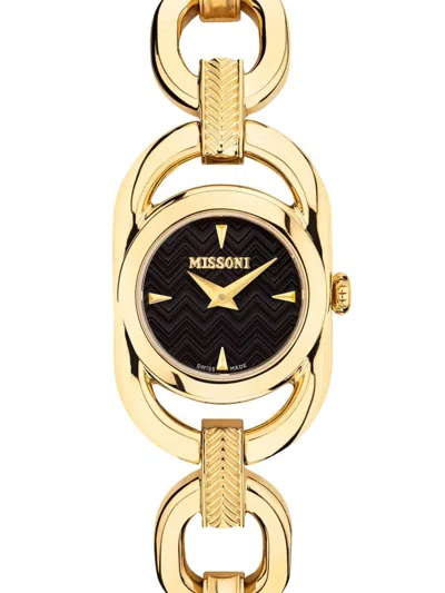 Missoni Women's Gioiello Gold Ion Plated Stainless Steel Link Bracelet Watch 23mm In Black