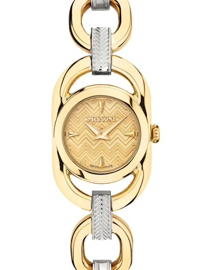 Missoni Women's Gioiello Chain 22.8mm Ip Two Tone Gold Stainless Steel Bracelet Watch