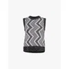 Missoni Womens Grey Chevron Sequin-embellished Knit Vest In Black,grey